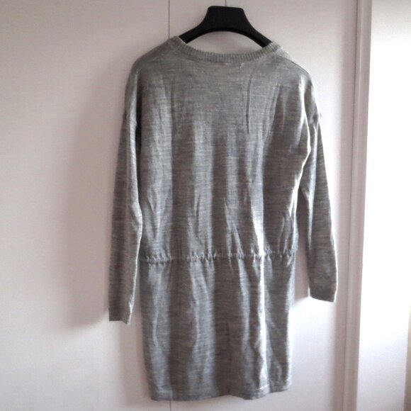 Club Monaco Heather Grey Merino Wool Lightweight Tunic Drawstring Sweater Top - Picture 3 of 6